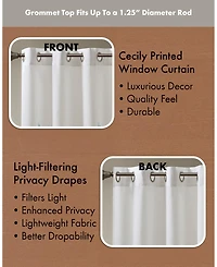 Cecily Burnout Printed sheer Window Curtain, 95 inches long Single Curtain Panel, Width 50 curtains for Bedroom and Living Room, Easy To H