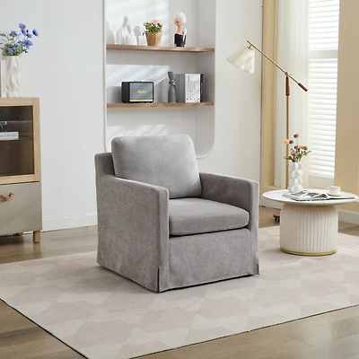Streamdale Gray Chenille Swivel Accent Chair with Cushions