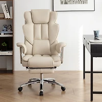 Streamdale Executive Office Chair, Leather, Reclining, Footrest (Beige)