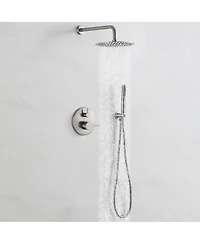 Brush Nickel 10 Inch Round Bathroom Shower Combo Set