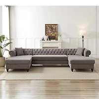 Streamdale Modern Chenille U-Shaped Sofa with Chaises and Pillows