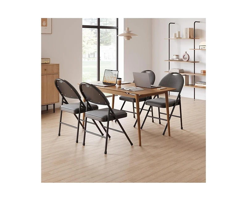 gaomon 4 Pack Folding Chairs,Outdoor & Indoor Event Portable Metal Folding Chairs with Cushion,Fabric Dining Chair Set with Padded Cushion and Back