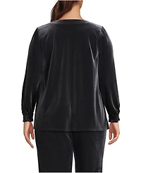 Lands' End Plus Long Sleeve Velvet Blouse
