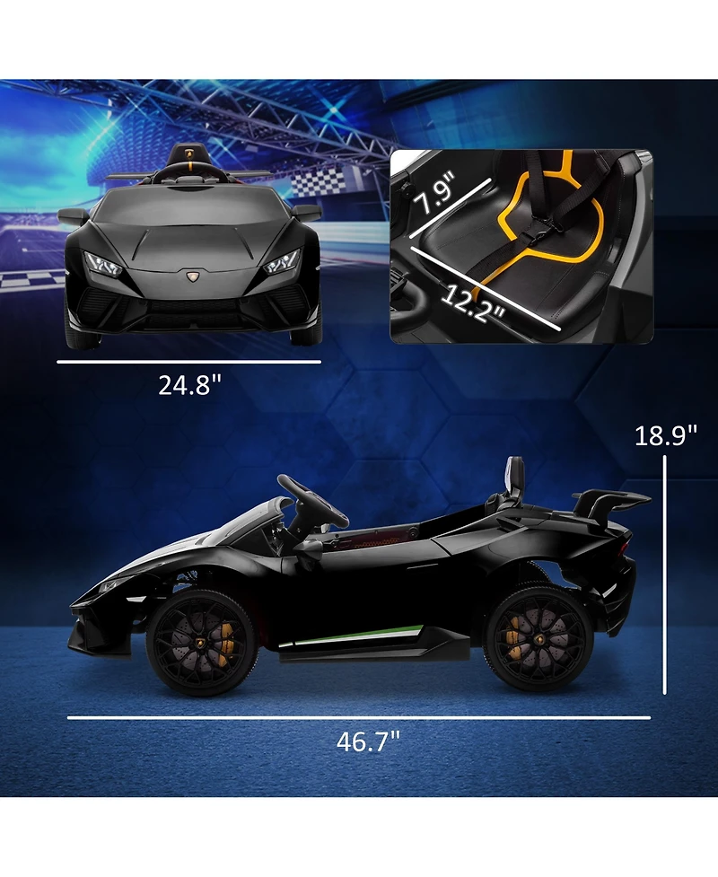 Qaba 12V Lamborghini Huracan Licensed Kids Electric Car for 3-6 Years