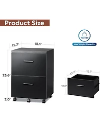 2 Drawer Wood File Cabinet, Mobile Lateral Filing Cabinet with Storage, Letter Legal Size