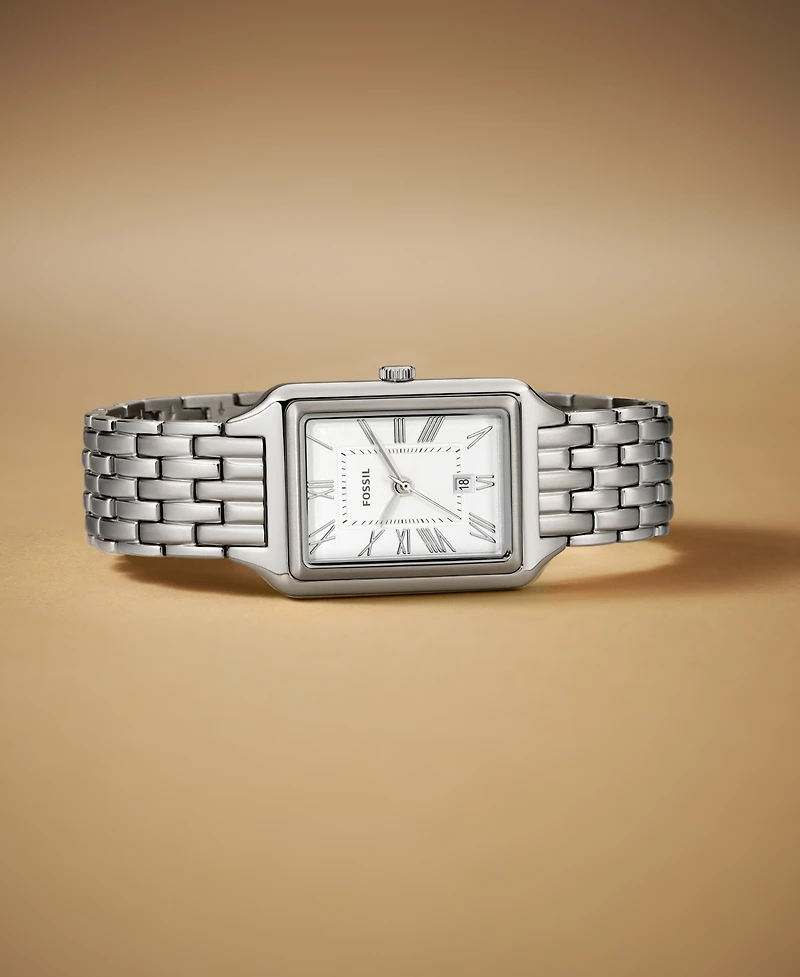 Fossil Women's Raquel Silver-Tone Stainless Steel Bracelet Watch, 23mm