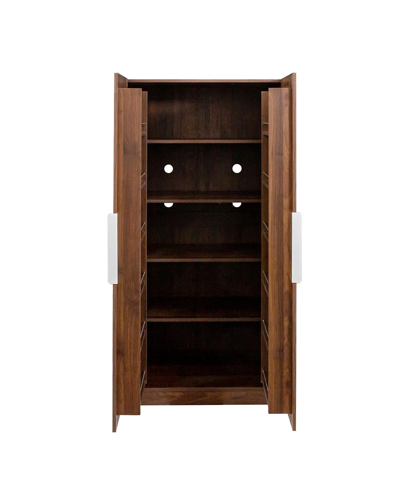 Streamdale Furniture 62.99in Kitchen Pantry Cabinet, Walnut Freestanding Buffet Cupboards Sideboard with Doors & Shelves, Kitchen Pantry Storage Cabin