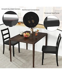 Gymax Set of Dining Chairs Ladder Back Armless Side Chair w/ Solid Rubber Wood Legs