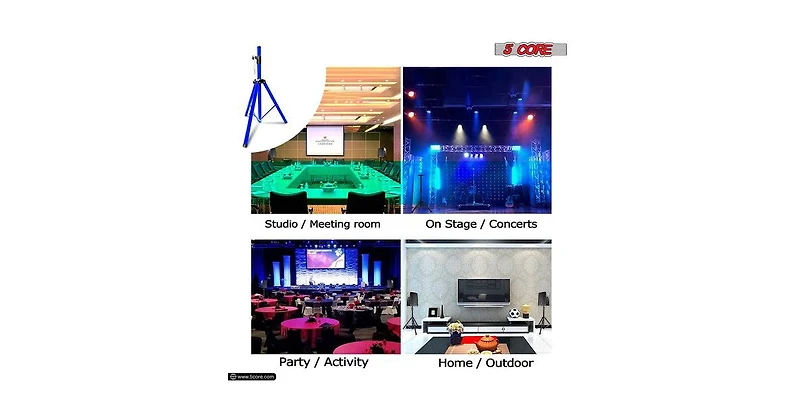 5 Core Speaker Stand Tripod Heavy Duty Adjustable Up to 72 Inch Dj Studio Monitor Stands Pole Mount - Blue - 2PCS