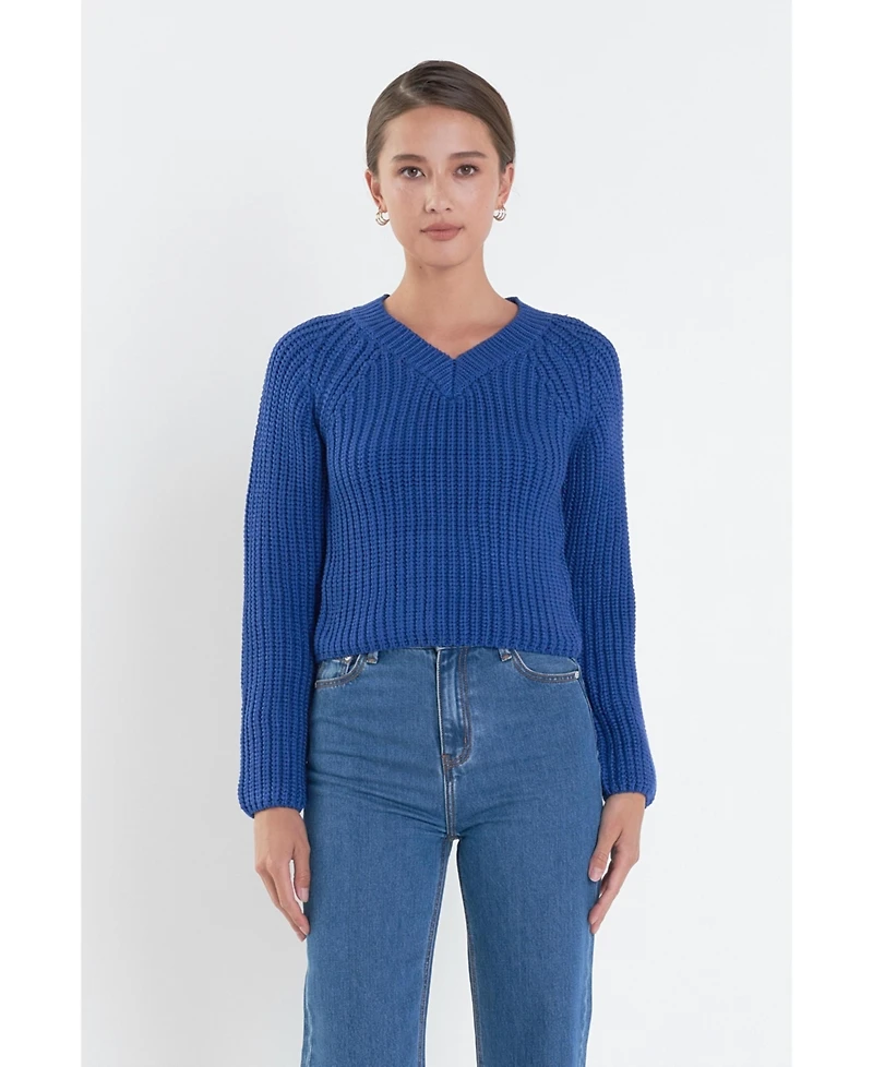 English Factory Women's V-neck Knit Sweater