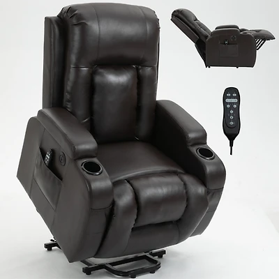 Power Lift Recliner Chair for Elderly Heavy Duty Motion Mechanism with 8-Point Vibration Massage and Lumbar Heating Usb Charging Port