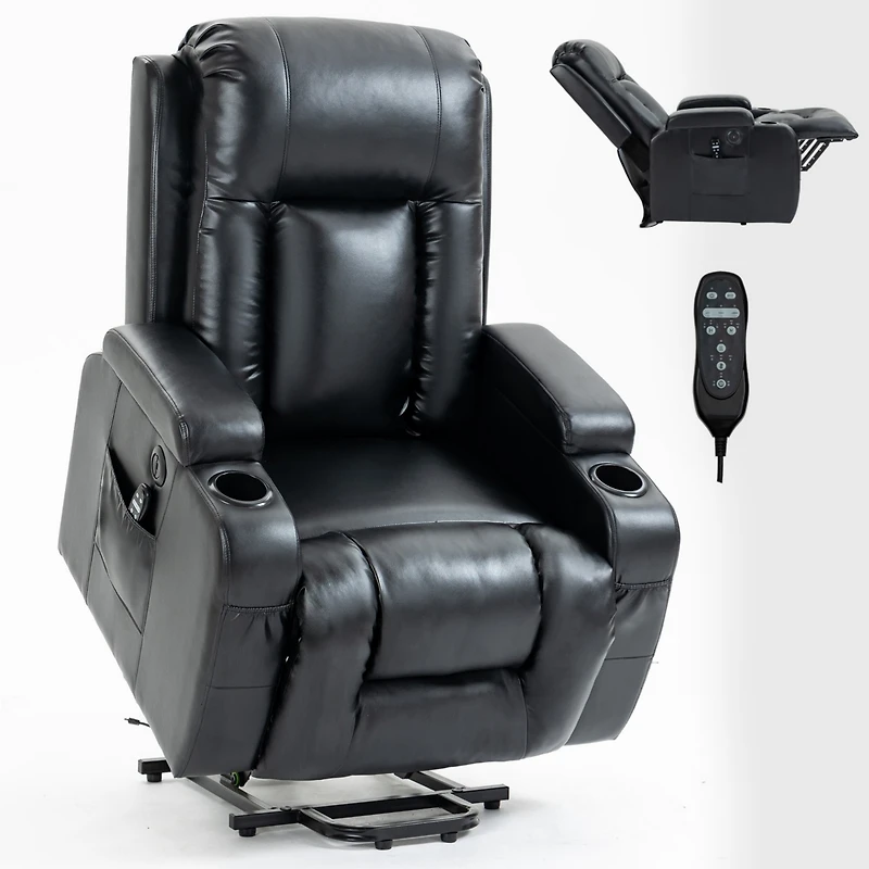 Power Lift Recliner Chair for Elderly Heavy Duty Motion Mechanism with 8-Point Vibration Massage and Lumbar Heating Usb Charging Port