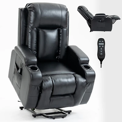 Infinite Position Up to 350 Lbs Power Lift Recliner Chair for Elderly Heavy Duty Motion Mechanism with 8-Point Vibration Massage and Lumbar Heating