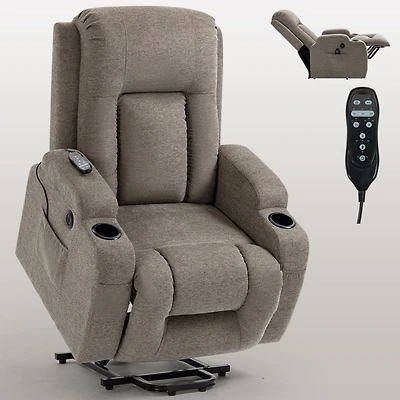 Power Lift Recliner Chair for Elderly Heavy Duty Motion Mechanism with 8-Point Vibration Massage and Lumbar Heating Usb Charging Port