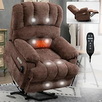 Boyel Living 23" Seat Width and High Back Large Chenille Power Lift Recliner Chair with 8-Point Vibration Massage Lumbar Heating