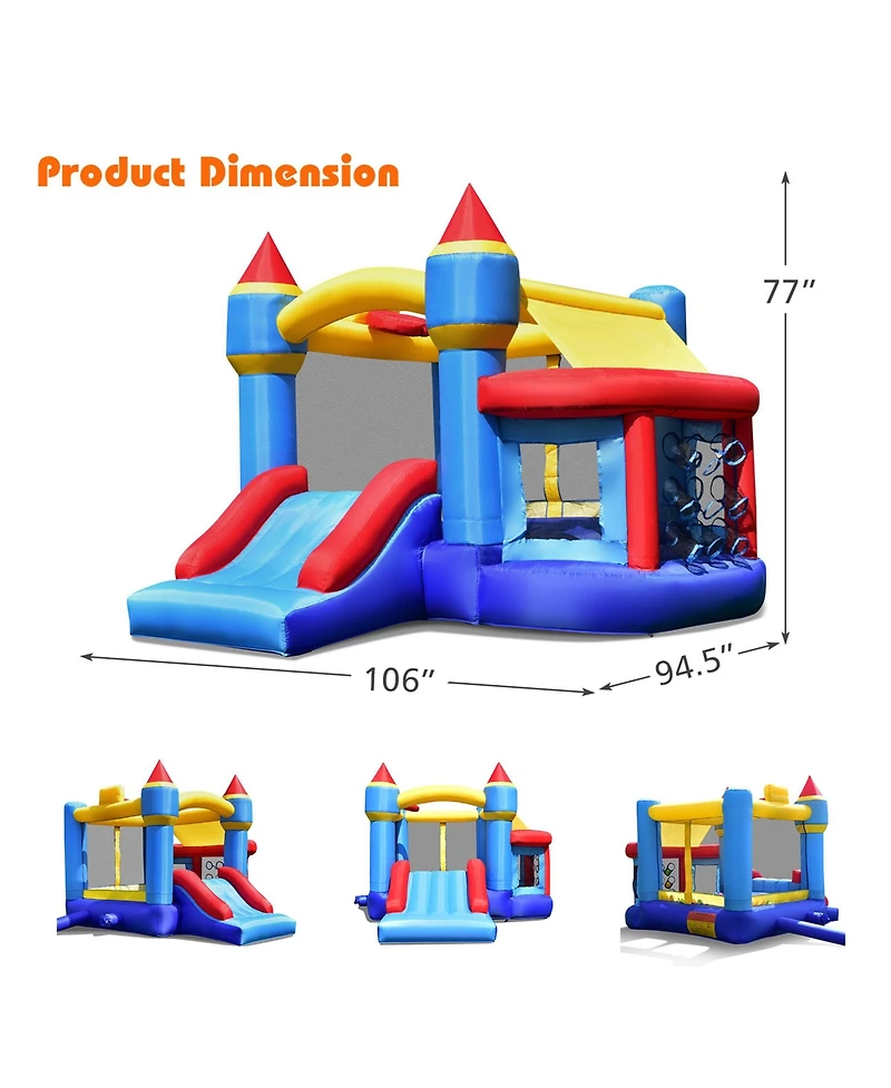 Gymax Inflatable Bounce House Castle Slide Bouncer Kids without Blower