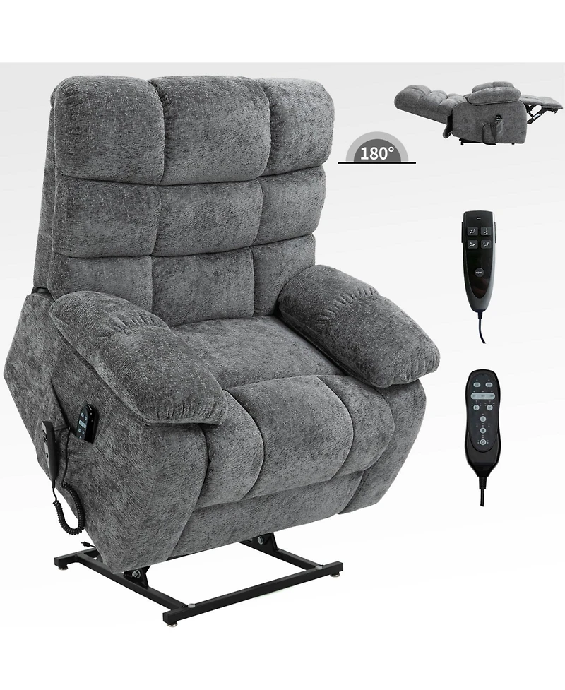 Lift Recliner Chair Heat Massage Dual Motor Infinite Position Up to 350 Lbs Large Electric Power Lift Recliners with Power-Remote