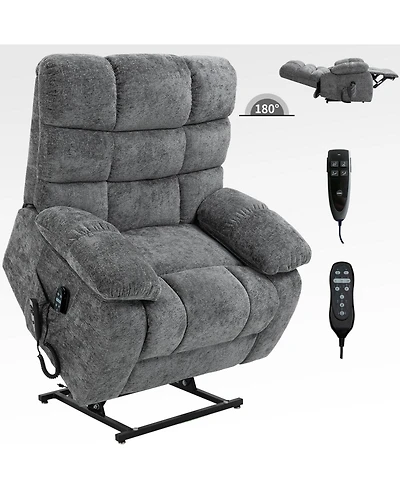 Lift Recliner Chair Heat Massage Dual Motor Infinite Position Up to 350 Lbs Large Electric Power Lift Recliners with Power-Remote