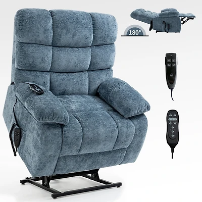Boyel Living Lift Recliner Chair Heat Massage Dual Motor Infinite Position Up to 350 Lbs Large Electric Power Recliners with Power-Remote
