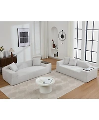 Streamdale Furniture 2 Piece Boucle Cloud Sofa Set, Upholstered Sofa Set, Modern 3 Seater and 2 Seater Sofa with Mdf End Table for Living Room, Apartm