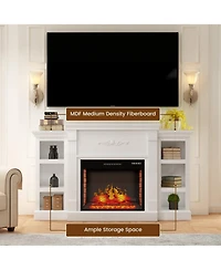 Mondawe 70" Tv Stand with 28" Fireplace - 99lb Top, Remote, 4 Flame, 5000 Btu Heat, Timer & Safety