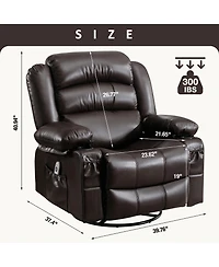 Massage Swivel Rocker Recliner Chair with Vibration Massage and Heat Ergonomic Lounge Chair