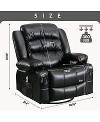 Boyel Living Massage Swivel Rocker Recliner Chair with Vibration and Heat Ergonomic Lounge