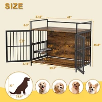 Lovmor Furniture Style Dog Crate Large Dogs Indoor Heavy Duty Dog Kennels with 2 Stainless Steel Bowls