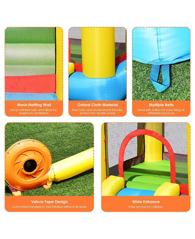 Gymax Inflatable Bounce House Kids Slide Jumping Castle Bouncer w/Pool and 480W Blower