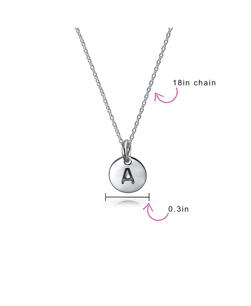 Bling Jewelry Tiny Minimalist Initial Pendant Necklace Sterling Silver A-z Alphabet Disc