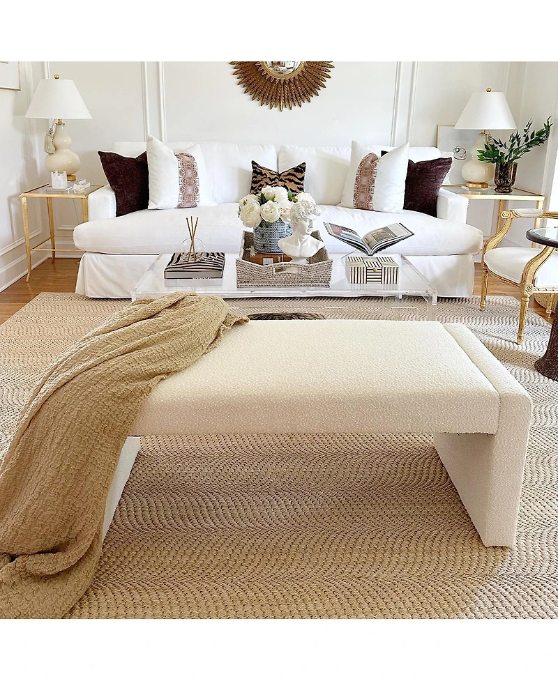Maison Boucle 47" Velvet Bench Look, Velvet Waterfall Upholstered Bench-Maison Boucle