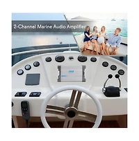 Pyle 2-Channel Waterproof Marine Amplifier Kit - 600 Watt, Aux/Rca Input