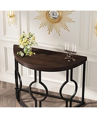 Tribesigns 43 Inch Industrial Semi Circle Sofa Table with Geometric Base,Half Moon Console Table for Entryway