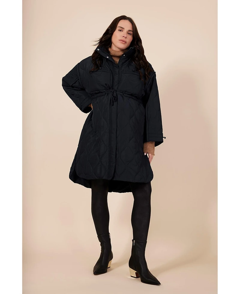 Women's Woven Full-Zip Long Sleeve Quilted Puffer Jacket - Motherhood Maternity