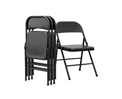 Dining Chairs Set of 4, Foldable Dining Chairs with Metal Frame Hold Up to 350 Pounds, Portable Kitchen Chair Suitable for Dining Room