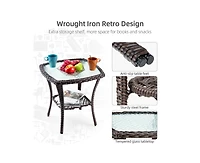 gaomon 3 Pieces Rattan Swivel Rocking Chair Outdoor, Patio Bistro Conversation Furniture Set, Wicker Chair with Cushions and Table