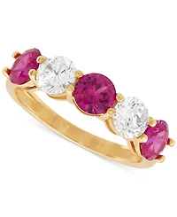 Grown With Love Lab Emerald (1-1/3 ct. t.w.) & Diamond (1 Five Stone Ring 14k Gold (Also Ruby Sa