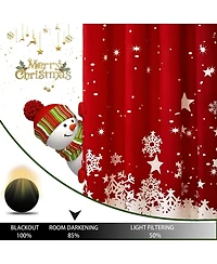 Christmas Curtains, Set of 2 Velvet Panels for Living Room, 84" Long Floral Snowflake Thermal Insulated Room Darkening Curtains, 52 x 84 Inches