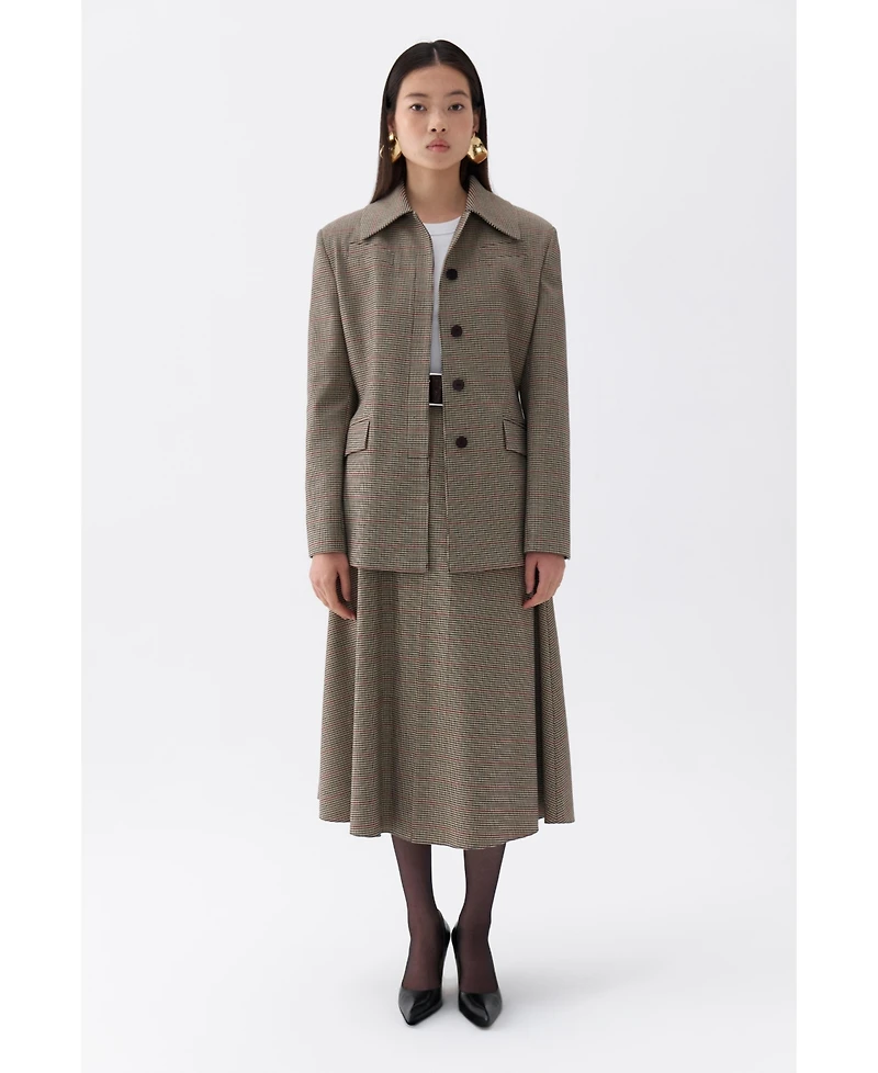Nocturne Women's Plaid Padded Shoulder Jacket