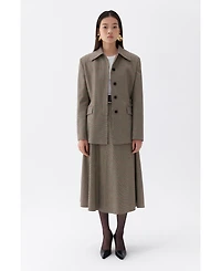 Nocturne Women's Plaid Padded Shoulder Jacket
