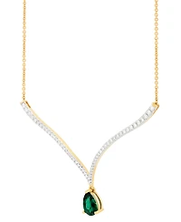 Grown With Love Emerald (1-1/2 ct. t.w.) & Lab Diamond (1 Fancy 18" Pendant Necklace 14k Gold (Also Ruby S