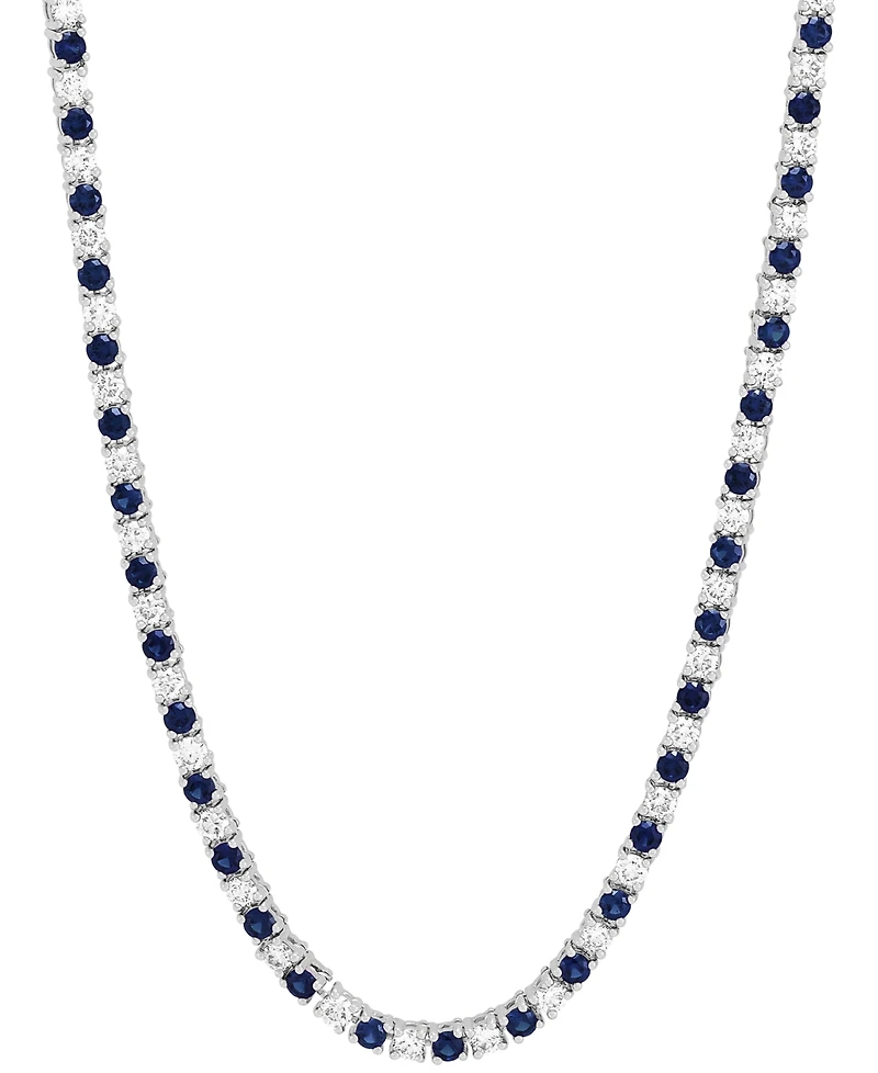 Grown With Love Lab Grown Sapphire (3-3/4 ct. t.w.) & Lab Grown Diamond (2-1/2 ct. t.w.) Tennis Necklace in 14k White Gold, 16-1/4" + 2-3/4" extender