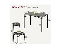 gaomon Dining Table Set for 4, Kitchen Table with 4 Upholstered Chairs, 5 Piece Rectangular Dining Room Table Set, for Small Space, Apartment, Home