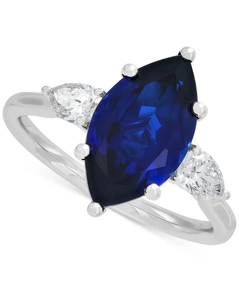 Grown With Love Lab Ruby (3-1/3 ct. t.w.) & Diamond (1/2 Marquise Ring 14k Gold (Also Emerald Sa