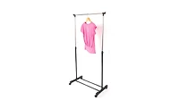 Slickblue Vertical & Horizontal Stretching Clothes Rack with Shoe Shelf - Single-Bar Design