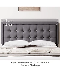 gaomon Queen Bed Frame with Adjustable Linen Button Tufted Headboard