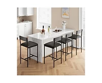 Bar Stools Set of 2, Kitchen Bar Stools with Footrest, 25.5 Inches Upholstered Bar Chairs with Back, 2 Counter Height Barstools for Counter Bar, Islan