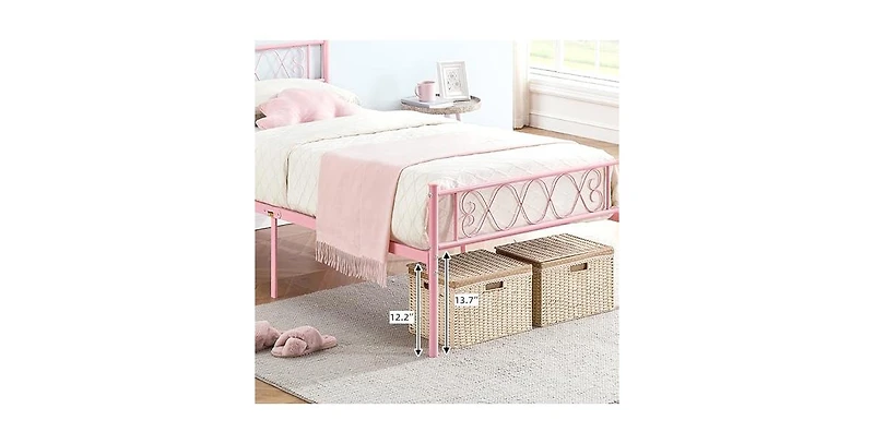 gaomon Twin Size Metal Platform Bed Frame with Headboard and Footboard