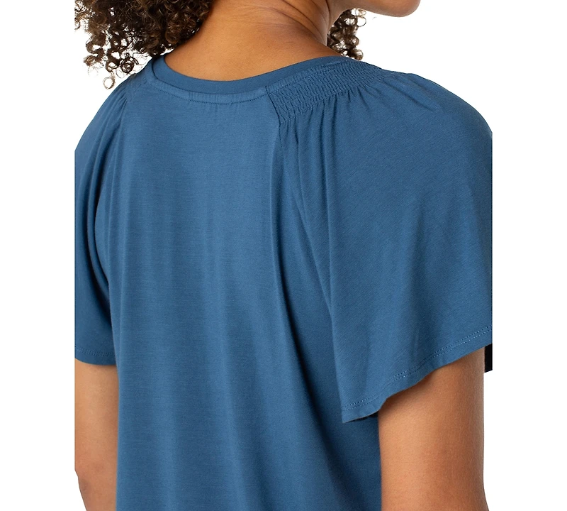 Liverpool Los Angeles Women's Flutter-Sleeve V-Neck T-Shirt