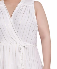 Ny Collection Plus Sleeveless Surplice Vertical Stripe Dress